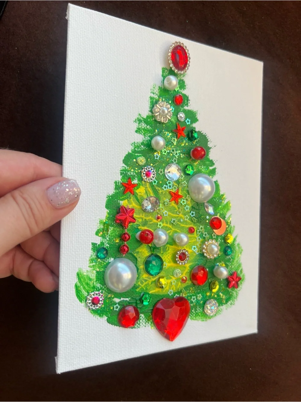 Handcrafted Green Embellished Holiday Tree Wall Art